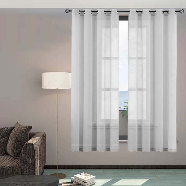 Gracie Oaks Linen SemiSheer Curtain Pair Wayfair